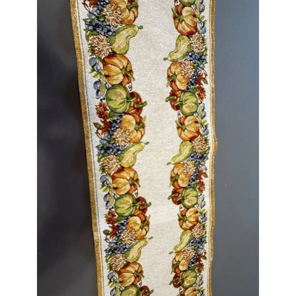 Fall Harvest Pumpkin Table Runner Tapestry Autumn Thanksgiving Table Decor 13x70
